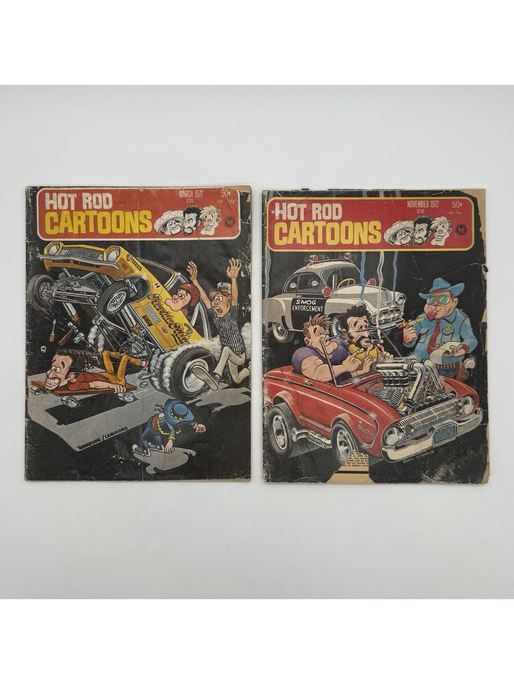Lot Of 2 Vintage HOT ROD CARTOONS Magazine 1972 Mar Nov Comics Retro VTG Rare